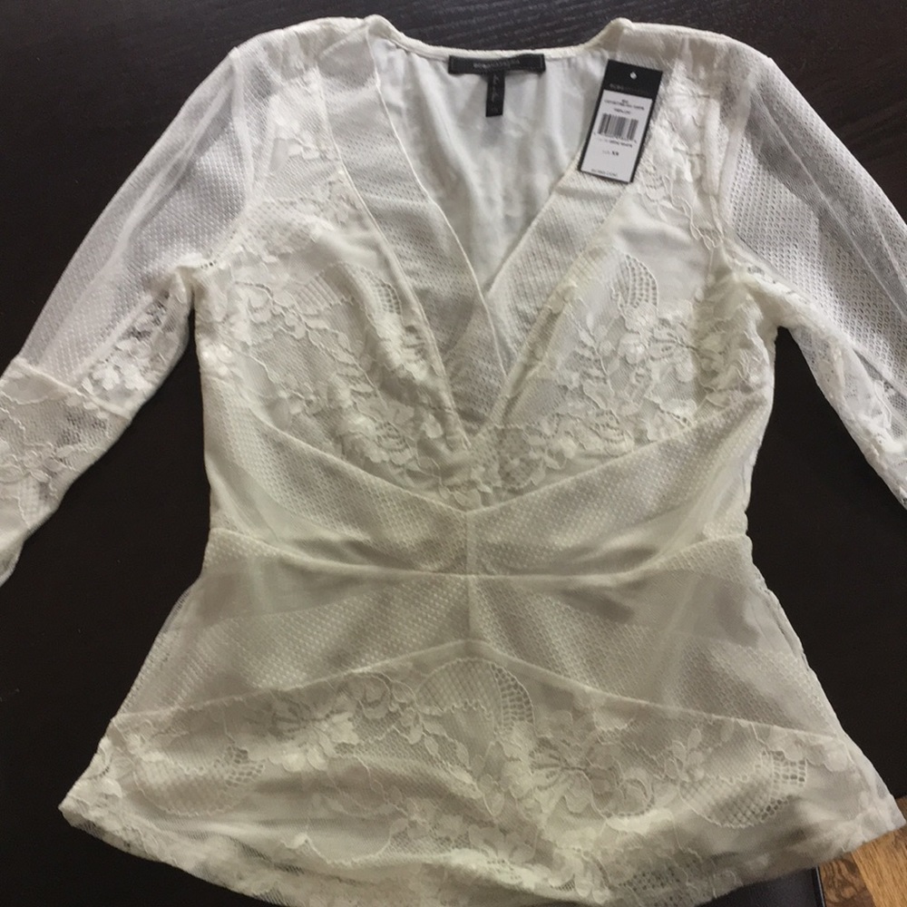 BCBG Maxazria XS lace peplum top